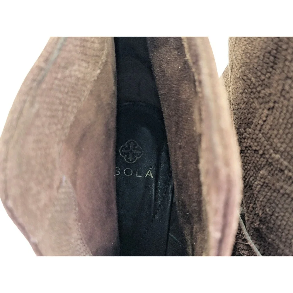 Isola‎ Lavoy Bootie Women's Brown Suede Block Heel Buckle Slip On Shoes Size 10M